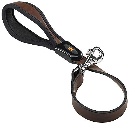 Ferplast Hundeleine aus Leder für große Hunde, gepolsterter Handgriff Giotto Länge 60 cm Breite 25 mm. Braun
