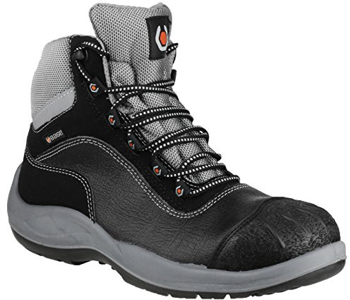 Portwest BASE Protection B0119 Beethoven S3 Safety Shoe Lace-Up Fastening | Black/Grey, 6.5, Leather Lined, Anti-Static Footwear, Steel Toecap, Hydrocarbons Resistant, Water Resistant, Construction