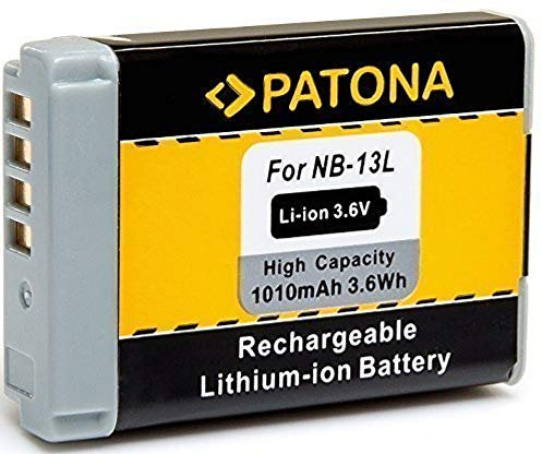 PATONA NB-13L Akku 1010mAh / 3,6V / 3,6Wh kompatibel mit Canon PowerShot SX620 SX720 SX730 SX740 G1 X Mark II G5 X G7 X G9 X LEGRIA mini X VIXIA mini X Ersatzakku für die Modelle NB13L NB 13L