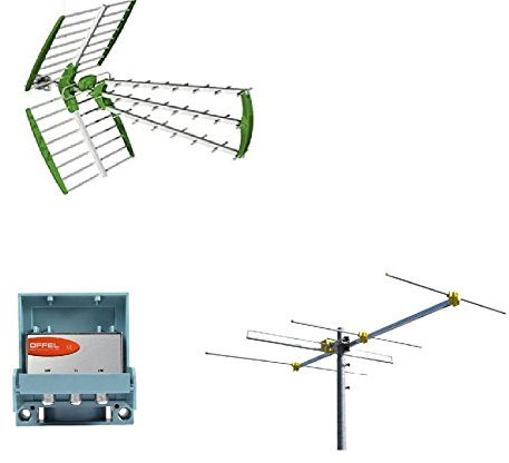 Kit antenna digitale terrestre DVBT UHF + VHF HD + miscelatore Offel filtro LTE fabbricazione Italiana