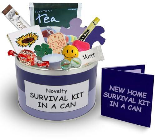 Kit di sopravvivenza in lattina per casa nuova, regalo simpatico e divertente di congratulazioni per una nuova casa o appartamento, con biglietto incl...