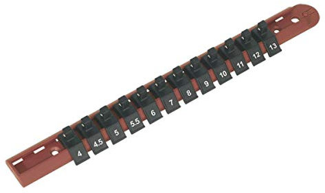 Sealey Ak1412 Socket Retaining Rail With 12 Clips 1/4Sq Drive