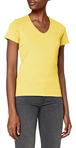 Stedman Apparel Women's Classic-T V-Neck/ST2700 Regular Fit Short Sleeve T-Shirt, Yellow, Size 16 (Manufacturer Size:X-Large)