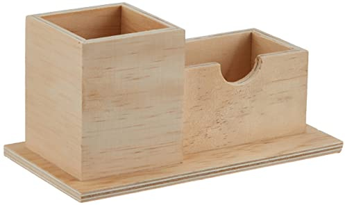 GLOREX Stiftehalter 2 Fächer, FSC, Holz, Natur, 19 x 10 x 10 cm