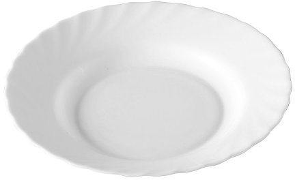 Arcoroc Assiette creuse ARC D6889 Trianon Uni, 22,5 cm, verre opale, blanc, lot de 1