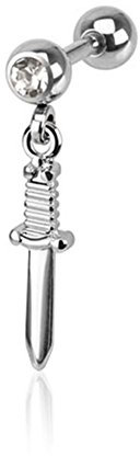 Paula & Fritz® Ohr Cartilage Hantel aus Edelstahl Chirurgenstahl 316L Anhänger...