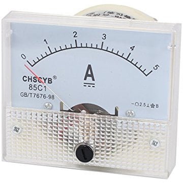 sourcingmap Analog Current Panel Meter DC 0-5A 85C1 Ammeter 63.5x56x54mm for Automotive Circuit Testing Charging Battery Ampere Tester Gauge Pack of 1