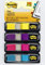 Post-it Index Flags Schmal, Packung mit 4 Spendern, 35 Blatt pro Spender, 11, 9 mm x 43, 2 mm, Gelb, Lila, Pink, Blau - Zum Markieren, Hervorheben oder Farbcodieren wichtiger Informationen
