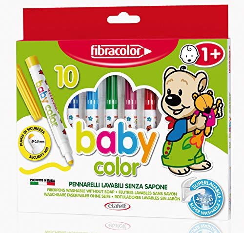 FIBRACOLOR Baby Color Filzstifte, 10 Farben, nur mit Wasser abwaschbar