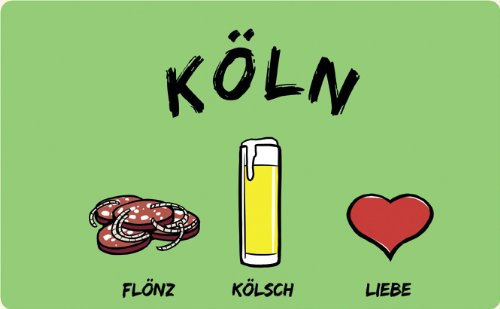 Frühstücksbrettchen Köln: Flönz-Kölsch-Liebe als Geschenk für Kölner & Fans der Karnevalshochburg oder als Kölle Souvenir