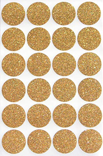 Klebepunkte Glitzer Gold 25 mm runde Sticker – Größe 2,5 cm Etiketten 360 Vorteilspack von Royal Green