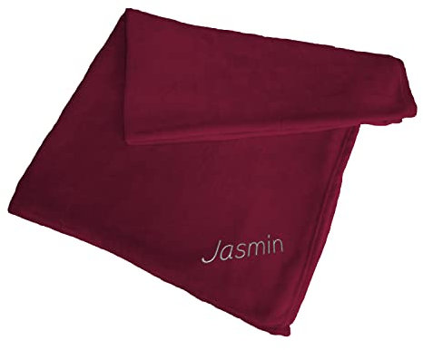 Geschenke 24 personalisierte Kuscheldecke mit Namen I 180x130 I Bordeaux I Maschinenwaschbar I Bestickte Decke mit Personalisierung I Wohndecke Tagesdecke flauschig weich gemütlich I Weihnachten