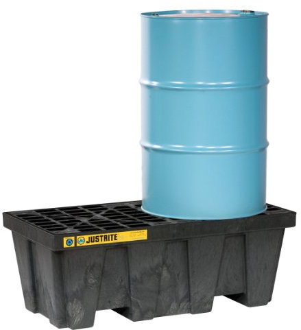 Justrite | PE-Auffangwanne aus PE-Regenerat | Wanne für 2 x 200 l Fässer | großes Volumen | Auffangvolumen 250 l