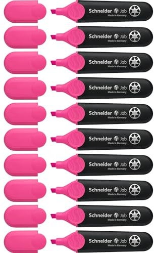Schneider Job 150 Textmarker (aus recyceltem Kunststoff, ausgezeichnet mit Der blaue Engel) 10er Pack rosa