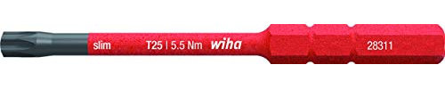 Wiha Bit slimBit electric TORX® (36071) T25 x 75 mm für tiefliegende Schrauben, Allrounder für Elektriker
