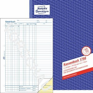 AVERY Zweckform 5 x Formularbuch Kassenabrechnung A4 selbstdurchschreibend VE=2x40 Blatt