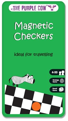 The Purple Cow PC797 Magnetic Game Box for kids and adults Checkers Travel