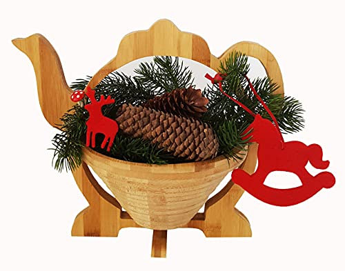 CleanPrince Bol 30 X 30cm Tetera Jarra de Café Cesta Plegable Madera Bambú Frutas Frutero Plato Fruta, También como Platillo Puede Ser Utilizado, Bambú, Pascua Nido