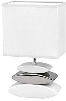 Fischer & Honsel Tischleuchte Liner 1x E14 max. 25,0 Watt, weiß, Stoffschirm, 53581, 17 x 10 x 29 cm (LxBxH)