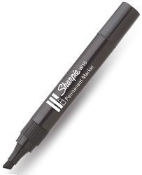 1 x Black Chisel Top Sharpie W10 Permanent Marker