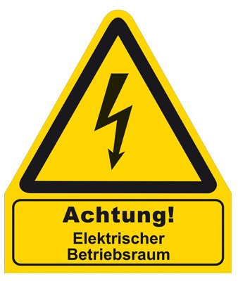 Achtung ! Elektrischer Betriebsraum Warnzeichen Warnschild Folie selbstklebend 210 x 245 mm