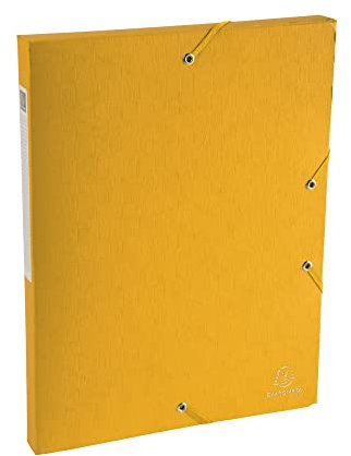 Exacompta 50709E Packung (mit 10 Archivboxen Scotten, mit Gummizugverschluß, hochwertig und nachhaltig, Rücken 25mm, 400g) gelb, 10 Stück
