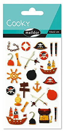 Maildor 560505C Packung mit Stickers Cooky 3D, 1 Bogen, 7,5 x 12 cm, ideal zum Dekorieren, Sammeln oder Verschenken, 1 Pack, Piraten