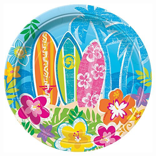 Unique Party 48254 - 17.1 cm Hawaiian Beach Party Plates, Pack of 8
