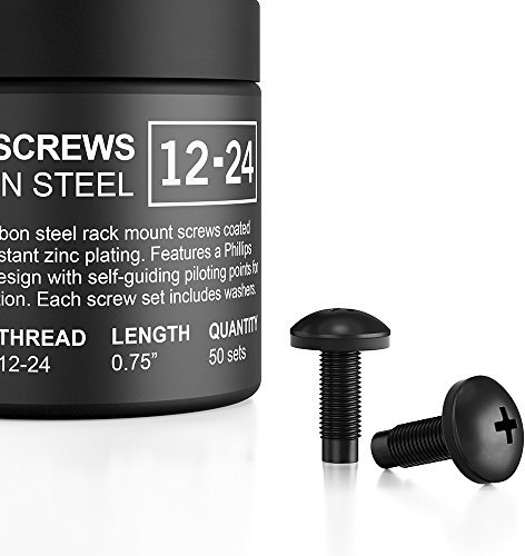 AC Infinity Lot de 50 vis de rack en acier carbone 12/24 et rondelles en nylon.