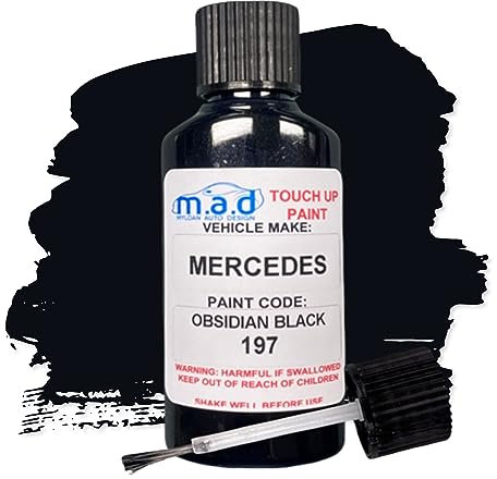 MYLDAN AUTO DESIGN Touch Up Paint for MERCEDES BENZ OBSIDIAN SCHWARZ BLACK 197/9197-30ml Kit, Gloss Finish with Built-in Brush - Helios Paint