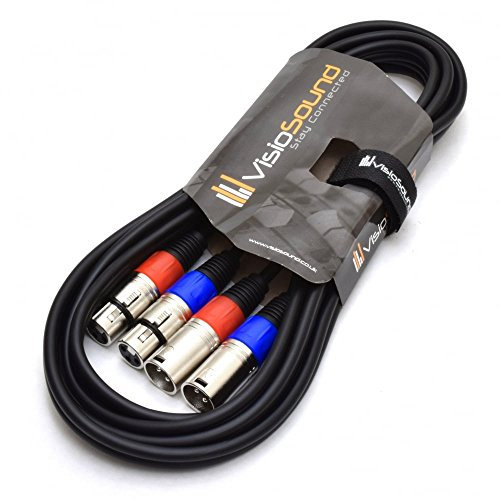 2 x Male XLR to 2 x Female XLR Balanced Microphone Twin Lead/Audio Patch Cable 3m