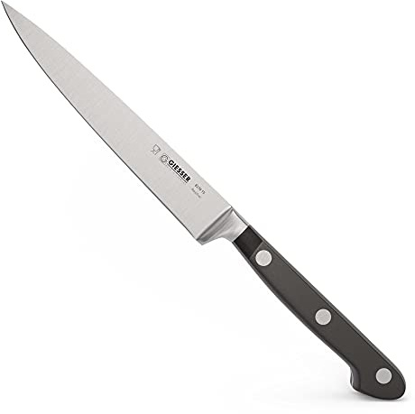 Giesser seit 1776 - Made in Germany - Zubereitungsmesser geschmiedet schwarz Skyline black, 15 cm, schmales Küchenmesser genietet, rostfrei, spülmaschinengeeignet