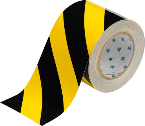 Brady Toughstripe Striped Ribbon, 101,60mm x 30,48m, Schwarz/Gelb