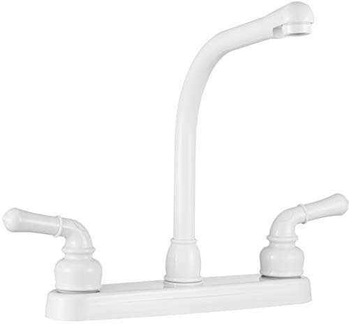 Dura Faucet - Robinet de cuisine pour camping-car – Hi-Rise – Leviers classiques – Véhicules récréatifs, camping-car, 5e (cinquième) roue, robinet de rechange pour remorque de voyage (blanc)