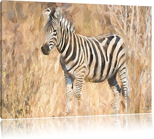 Pixxprint wunderschönes gemaltes Zebra, Größe: 60x40cm, Leinwandbild, fertig gespannt, Wandbild, Dekoration, Kunstdruck, kein Poster