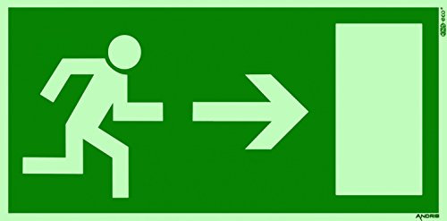 orig. ANDRIS® Qualitäts-Symbolschild Fluchtweg / Notausgang Schild Pfeil rechts DIN Kunststoffplatte lang nachleuchtend 300x150mm