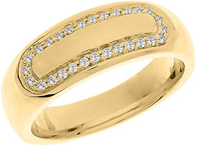 Kleine Schätze 14 Karat Gelbgold Weiß Zirkonia Herren Ehering