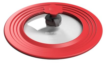 Kochblume Bratdeckel mit Automatikventil | Hitzebeständig bis 180°C | Spülmaschinenfest | Für Töpfe und Pfannen von 22-28cm | Farbe: rot