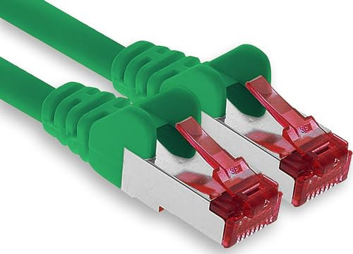 1aTTack.de - 1x 2m câble patch CAT6 S/FTP PIMF blindage CAT.6 câble réseau RJ45 câble Ethernet DSL LAN routeur commutateur modem panneau de brassage - vert - 1 pièce