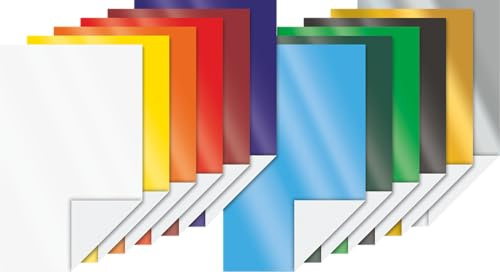 BRUNNEN Heyda Glanzpapier-Bastelmappe (Buntpapier) | 18,5×29,5 cm, 12 Blatt, 80 g/m²