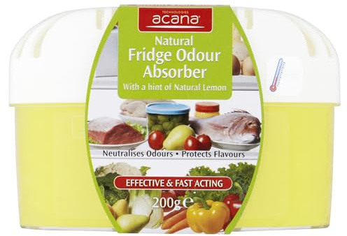 Acana Fridge Odour Absorber Natural Lemon 200g – Long Lasting 12 Weeks – Temperature Indicator – Prevents Food Smells & Cross-Contamination