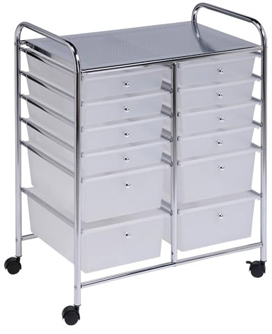 Honey-Can-Do Rolling Storage Cart and Organizer with 12 Plastic Drawers
