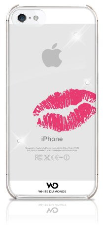 White Diamonds Case Cover with Swarovski Elements for iPhone 5/5S/SE - Lipstick Kiss