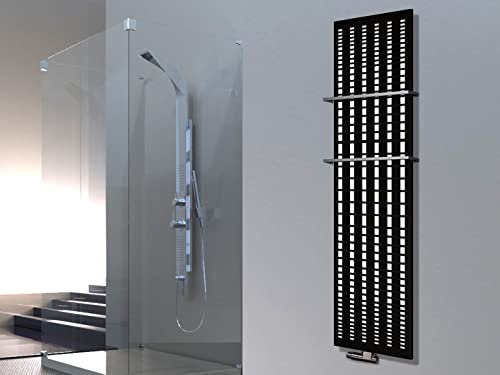Badheizkörper Design broken Mirror 3 HxB 180x47cm 1118 Watt +2 Handtuchhalter (15x15mm) schwarz Szagato Handtuchheizung Handtuchwärmer Design Heizkörper Mittelanschluss Bad Heizkörper vertikal modern