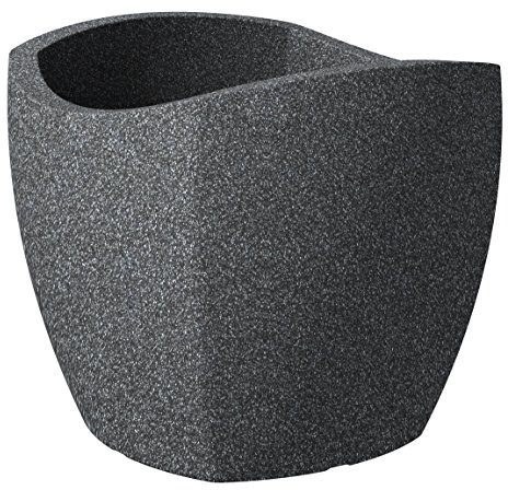 Scheurich Wave Globe Cubo, Pflanzgefäß aus Kunststoff, Schwarz-Granit, 50 cm Durchmesser, 44,4 cm hoch, 62 l Vol.
