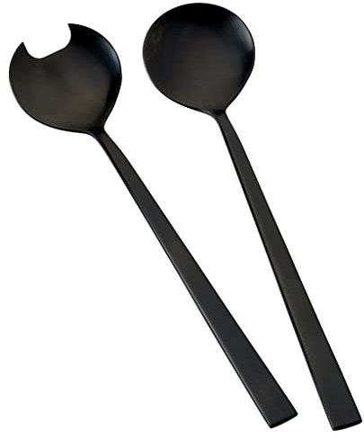 BITZ Salatbesteck, Besteck aus Edelstahl für Salate, Länge 23 cm, 2-Teilig, Schwarz