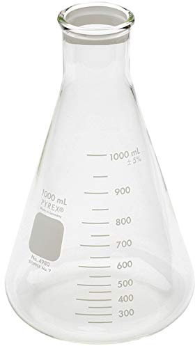 PYREX 1L Narrow Mouth Erlenmeyer Flasks with Heavy Duty Rim, Ea