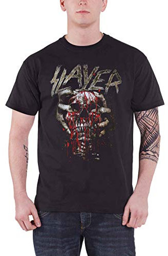 Slayer Herren Totenkopf Clench T-Shirt, Schwarz, XL