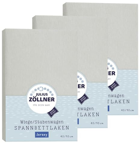 Julius Zöllner Spannbetttuch Jersey 90x40 Hellgrau 3er Pack