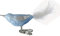 Jingle Bells Lauscha Glasvogel eisblau mit Federn